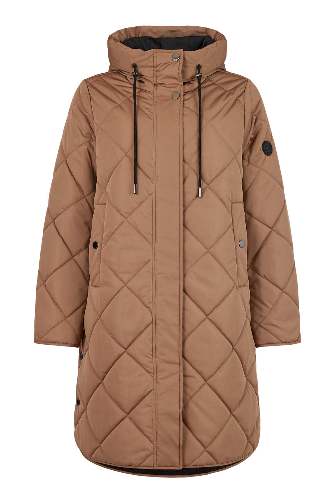Frandsen 713-357-16 Light Brown Diamond Padded Hooded Coat - Olivia Grace Fashion