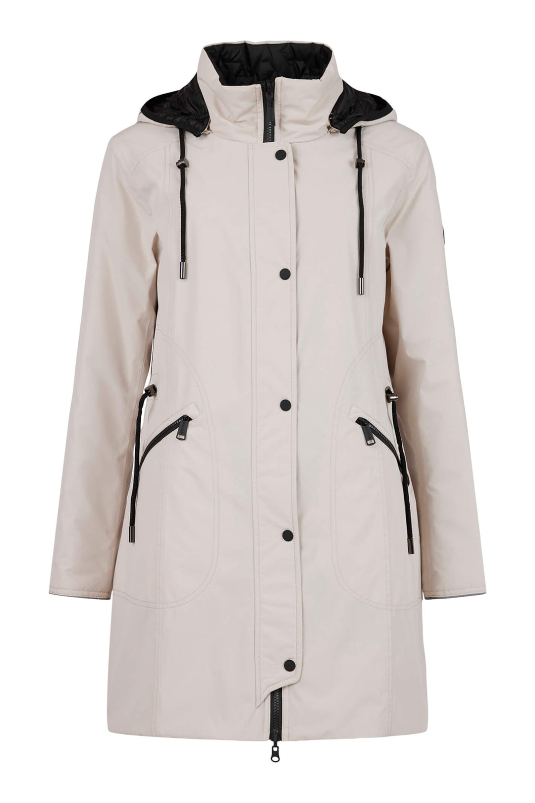 Frandsen 756-448-1190 Stone Drawstring Waist Hooded Coat - Olivia Grace Fashion