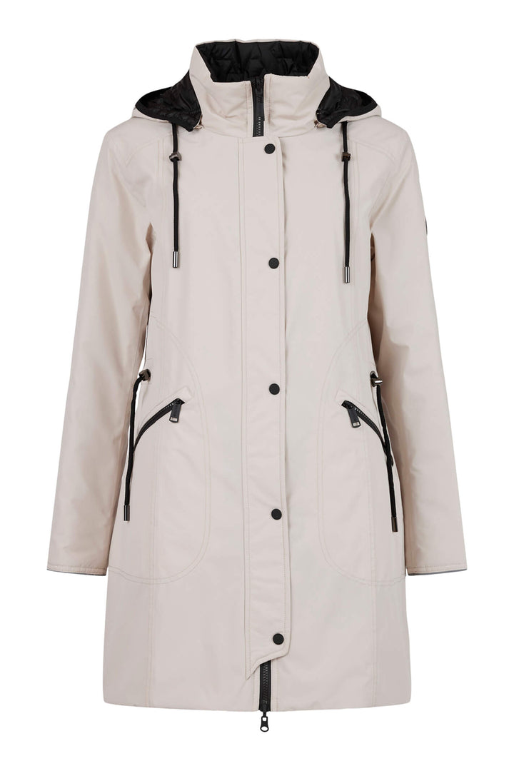 Frandsen 756-448-1190 Stone Drawstring Waist Hooded Coat - Olivia Grace Fashion