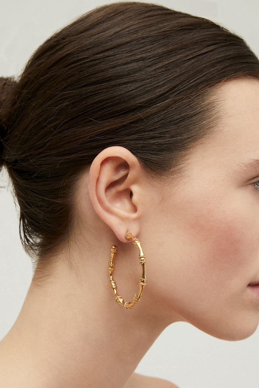 Gas Bijoux 714699 Bambou Gold Plated Hoop Earrings