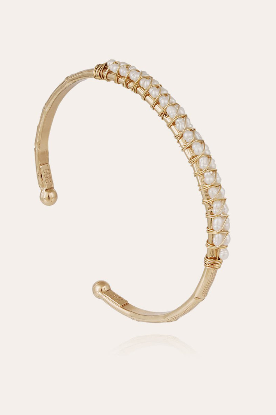 Gas Bijoux Lyre Bangle Large White Mother Of Pearl Gold Plated - Olivia Grace Fashion