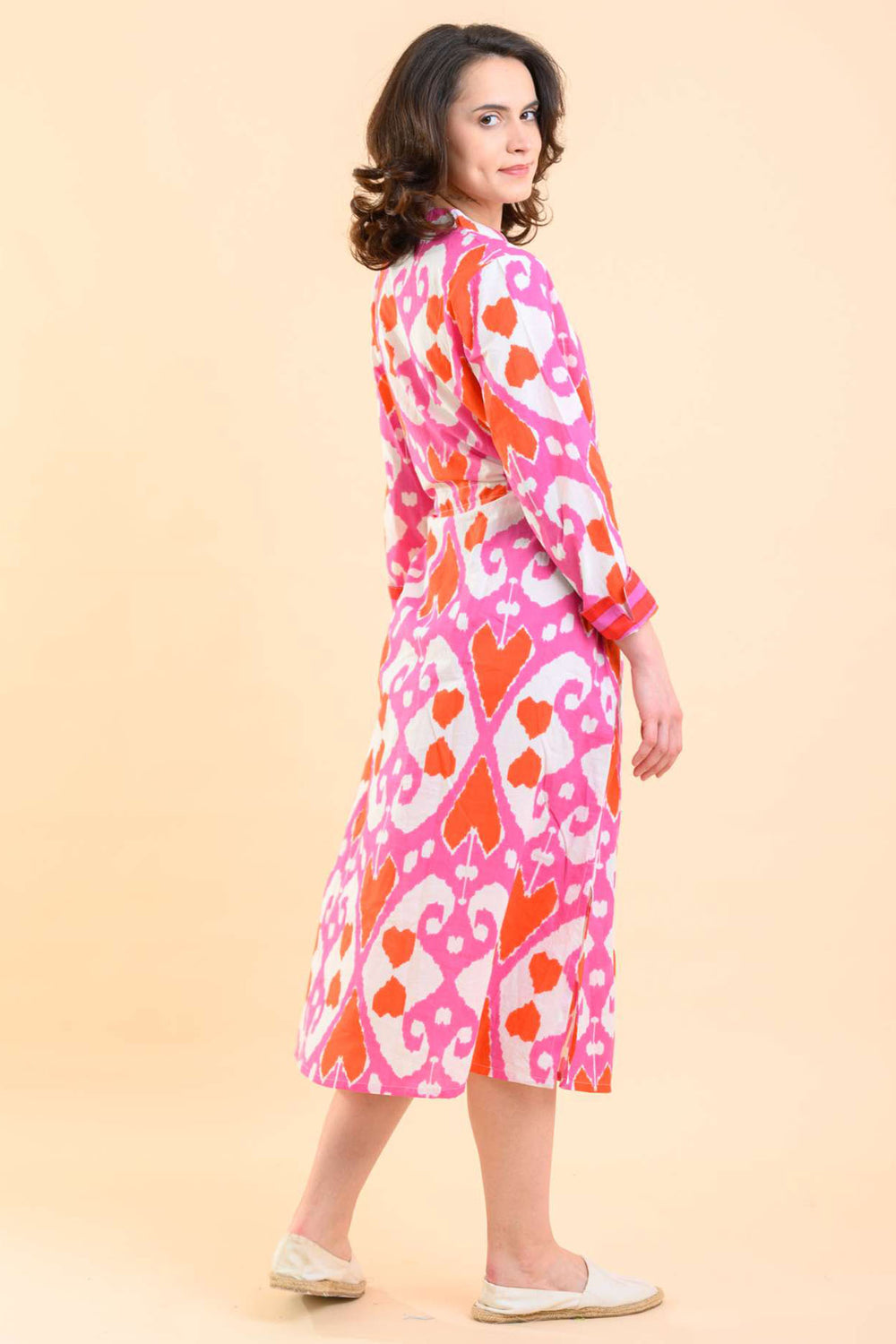 Handprint Dream Apparel Clara Dress Ford Ikat Pink AN1020A - Olivia Grace Fashion