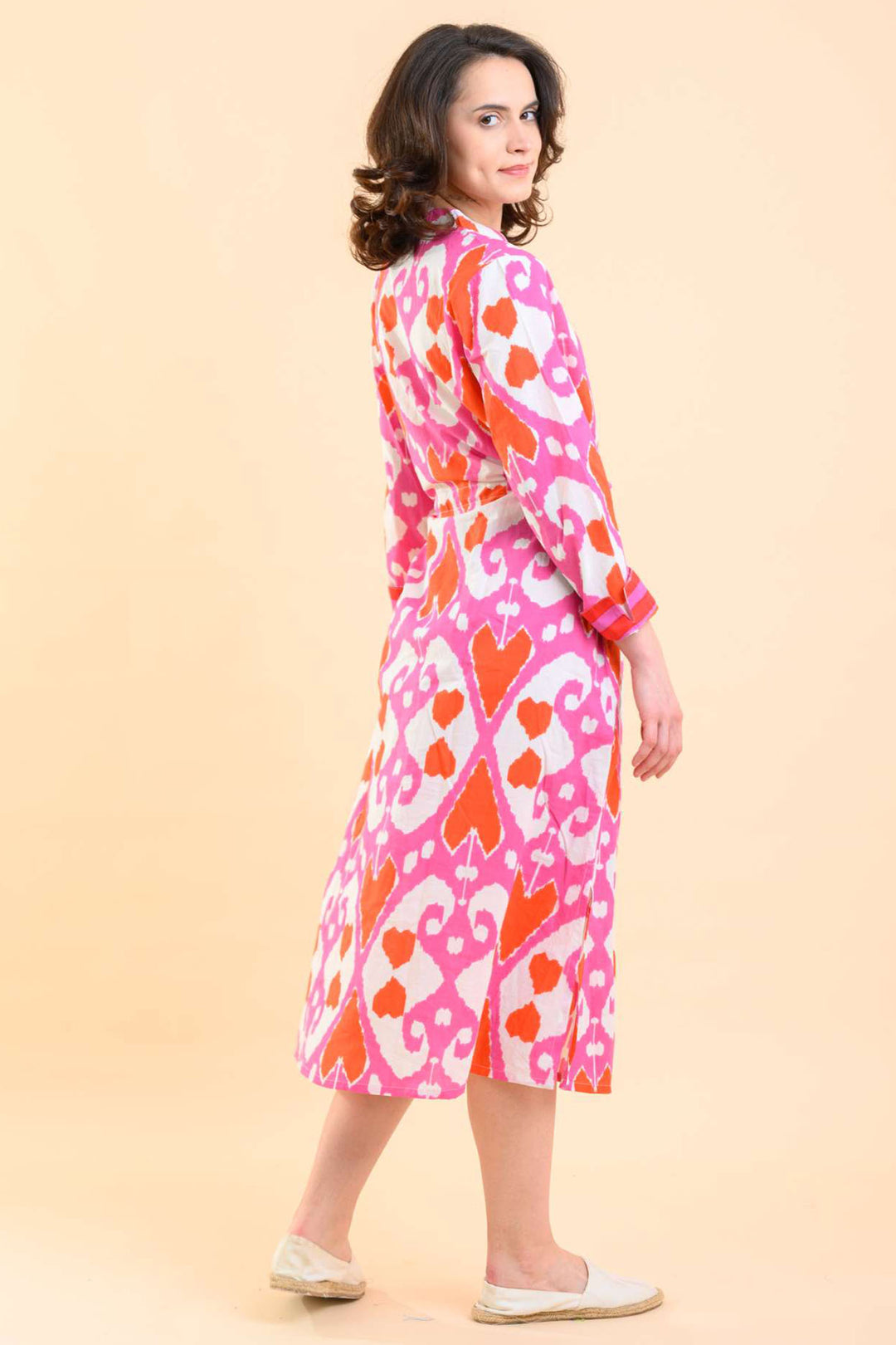 Handprint Dream Apparel Clara Dress Ford Ikat Pink AN1020A - Olivia Grace Fashion