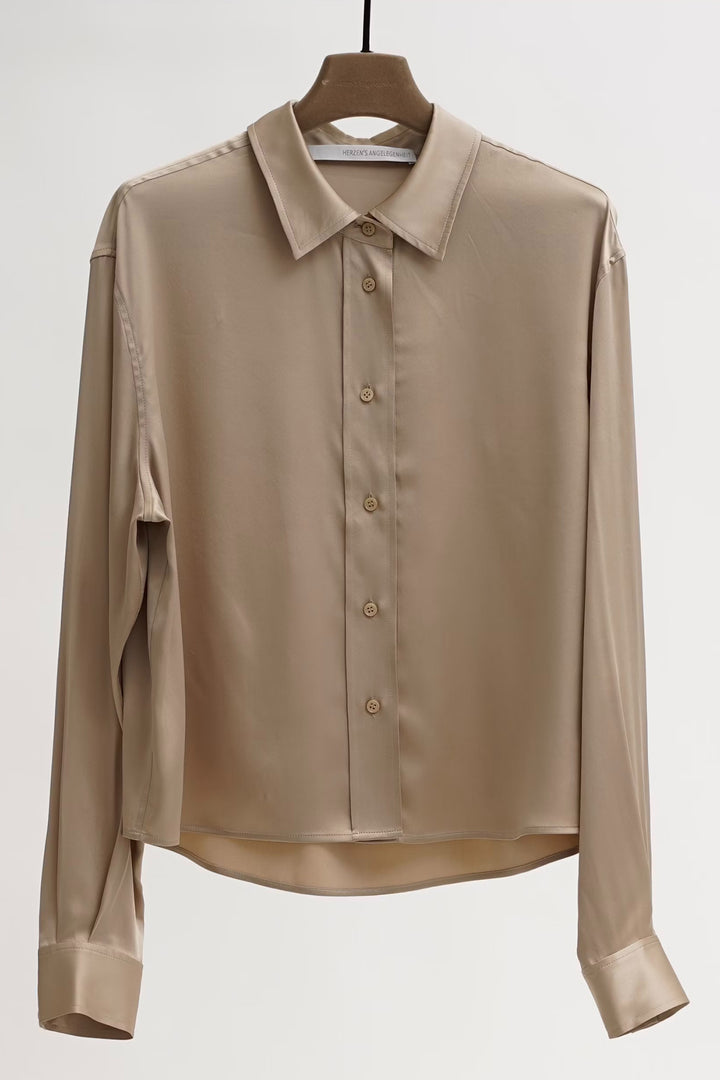 Herzen's Angelegenheit 25254-6010 Taupe Sand Washed Silk Blouse