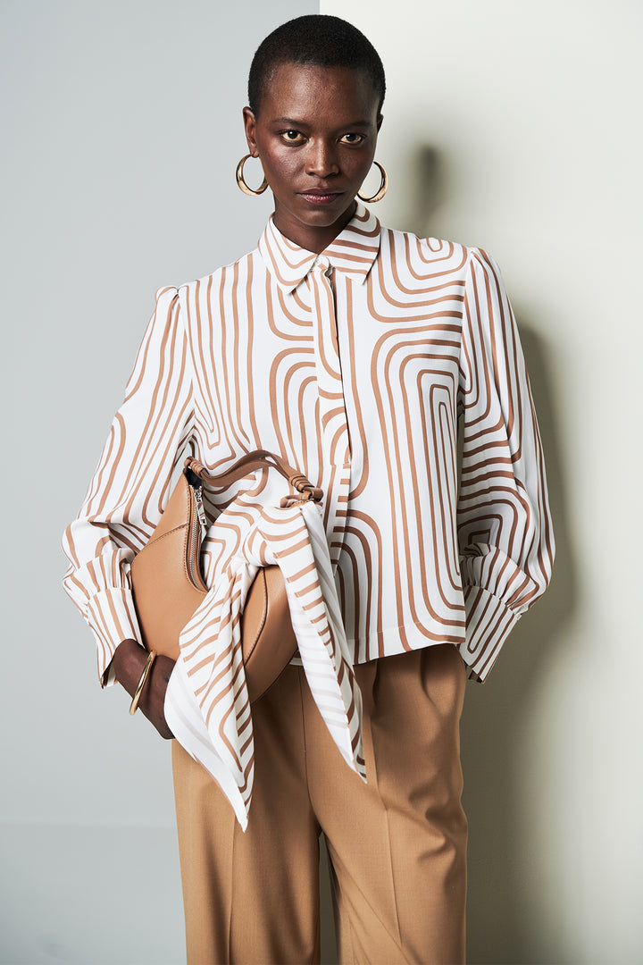 Herzen's Angelegenheit 25254-6091 Taffy Stripe Superwhite Silk Blouse