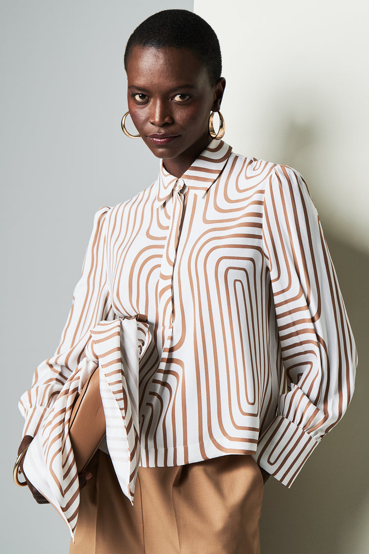 Herzen's Angelegenheit 25254-6091 Taffy Stripe Superwhite Silk Blouse