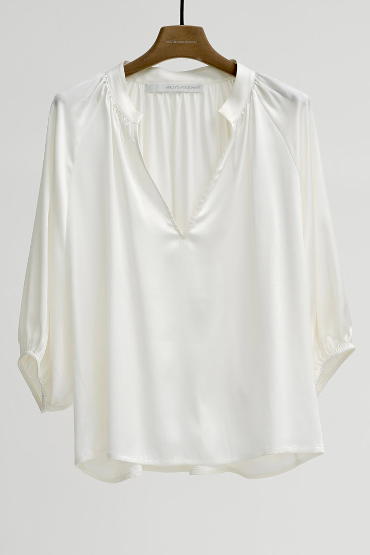Herzen's Angelegenheit Superwhite Silk V-Neck Blouse 25252-6016 100