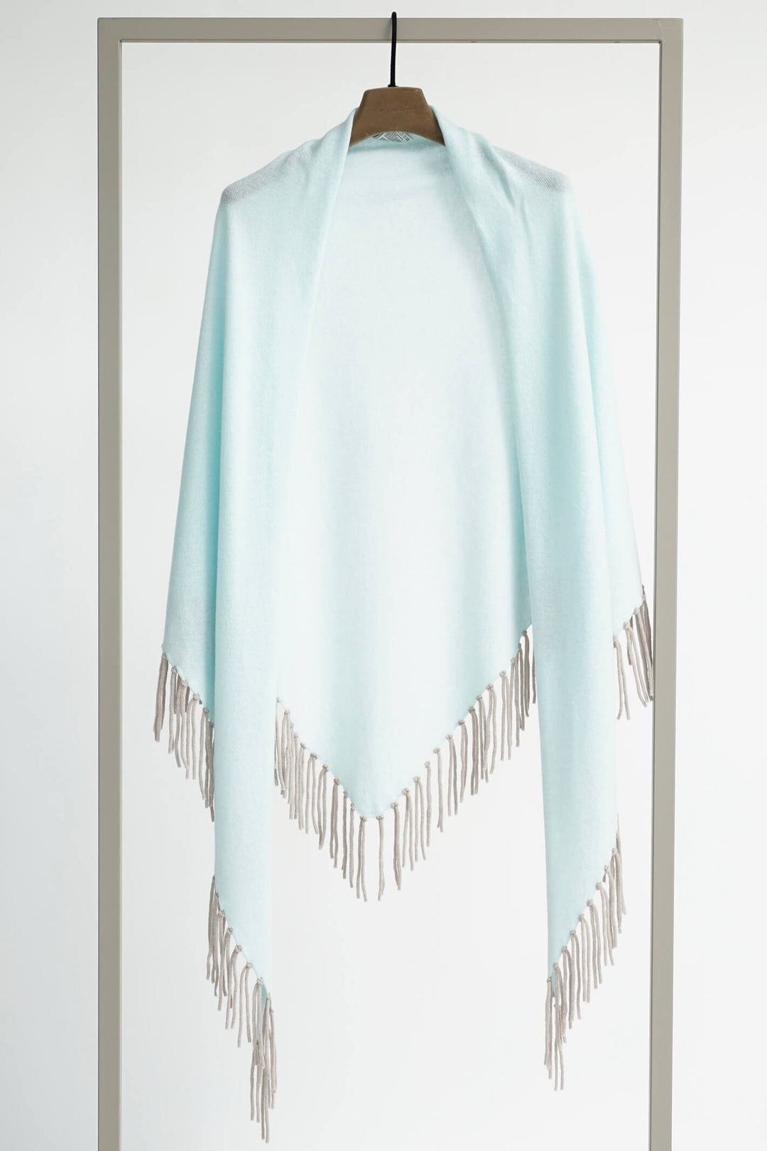 Herzens Angelegenheit 5000 812210 Quiet Blue & Mushroom Tassle Shawl- Olivia Grace Fashion