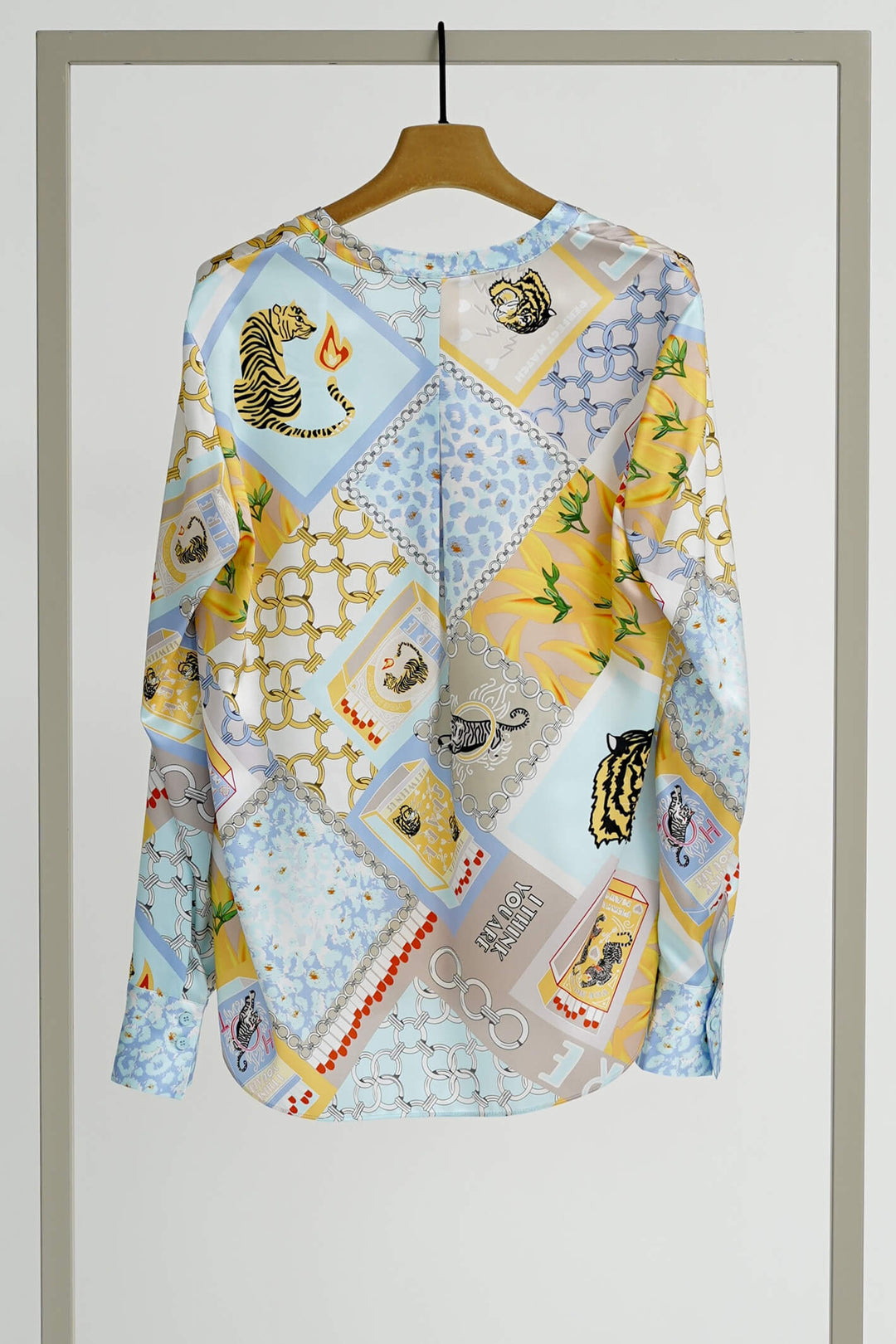Herzens Angelegenheit 6167 232024 Quiet Blue Multi Print Silk Blouse - Olivia Grace Fashion