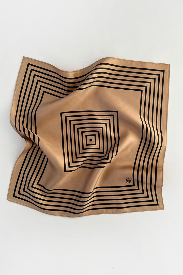 Lescarf Scarf No. 15 Silk Cappuccino & Black - Olivia Grace Fashion