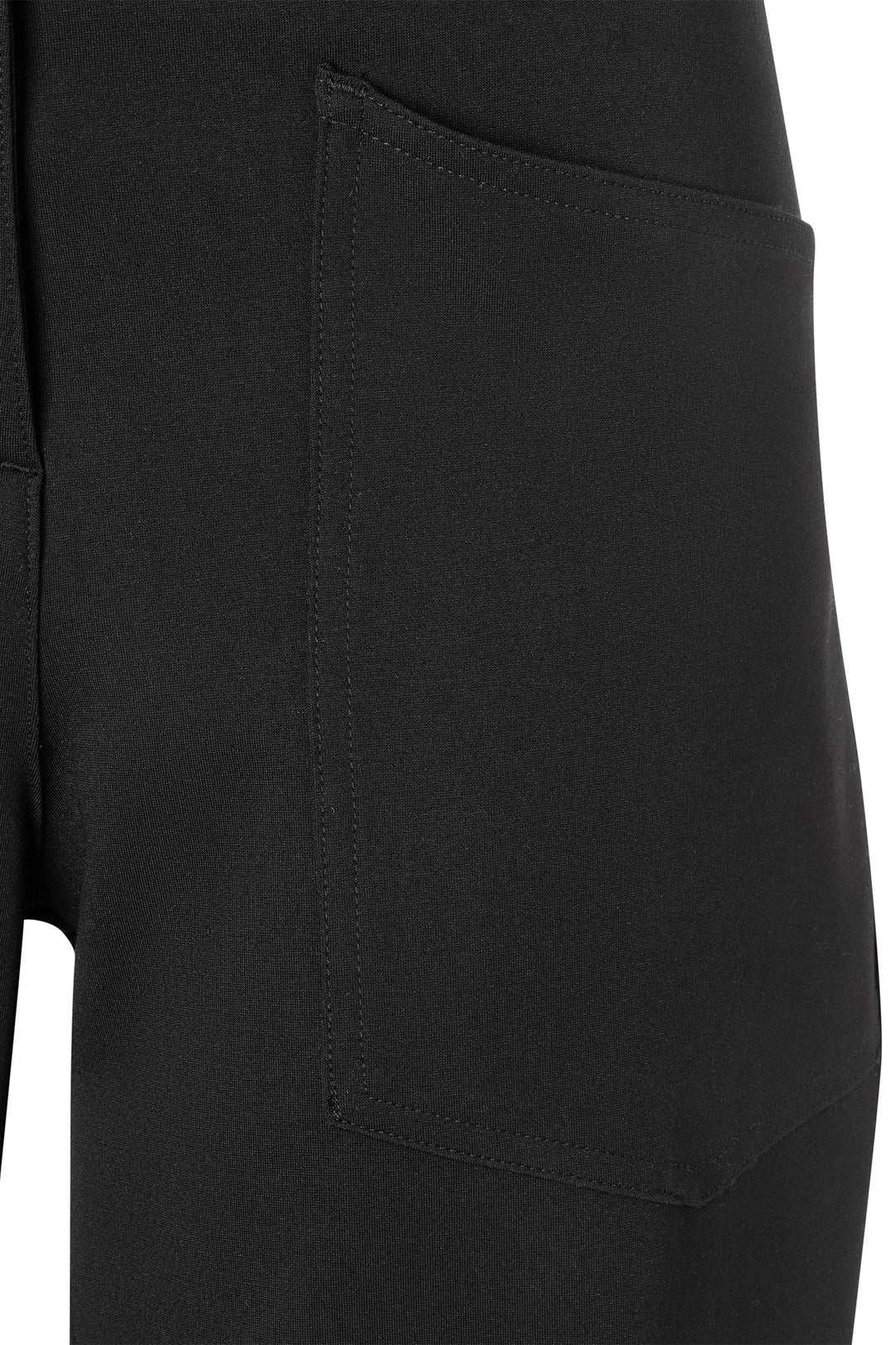 Close-up of a black pocket on a garment with a white background
