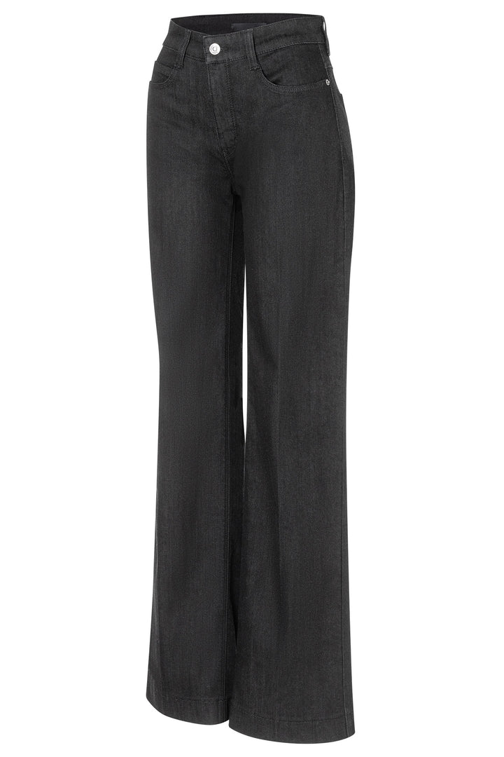 Black wide-leg jeans on a white background