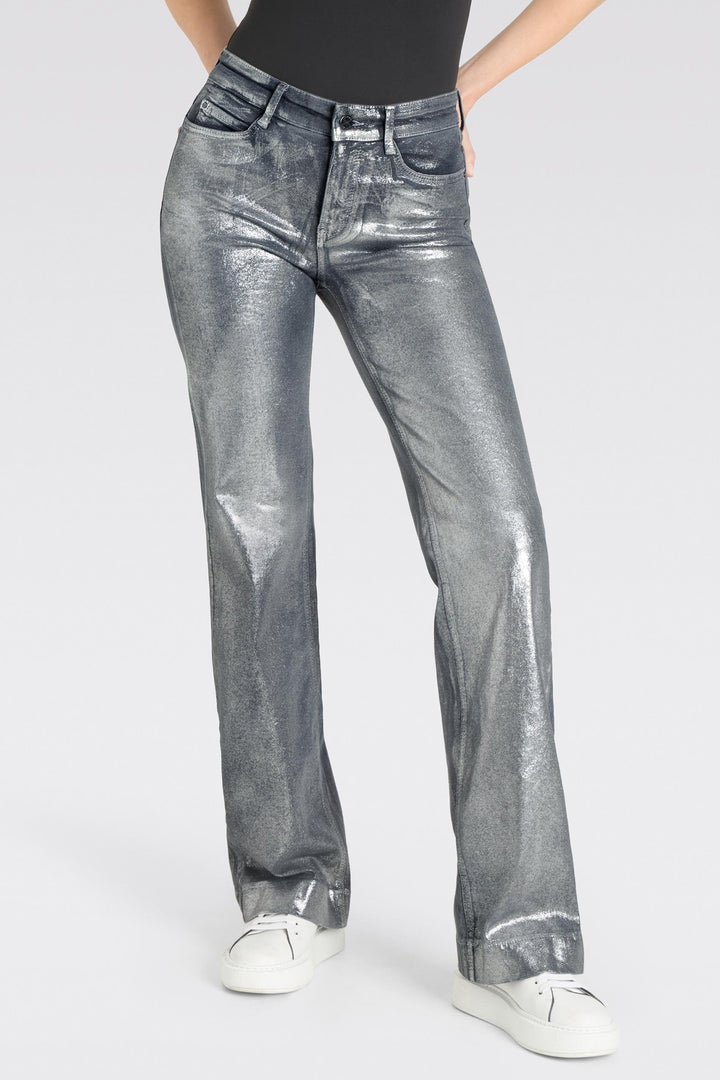 Mac 5439-90-0358 Dream Wide Authentic Silver Coated Mega Flex Jeans D033 - Olivia Grace Fashion