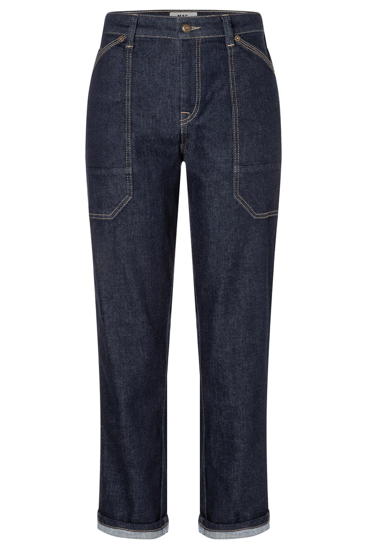 Dark blue jeans on a white background