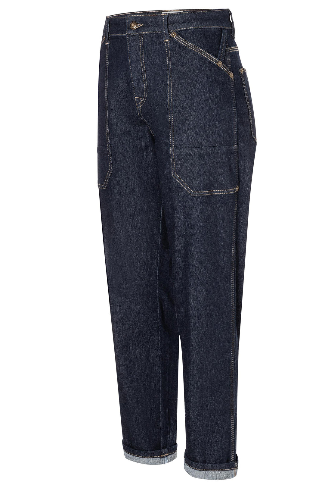 Dark blue jeans on a white background