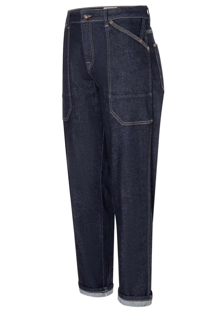 Dark blue jeans on a white background