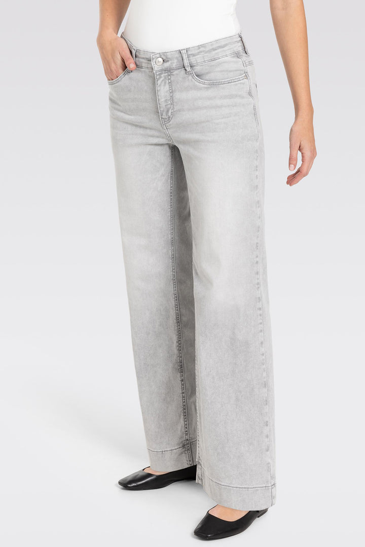 Mac Jeans Dream Wide Cropped Ash Grey Washed Denim 5438-90-0351 D322 - Olivia Grace Fashion