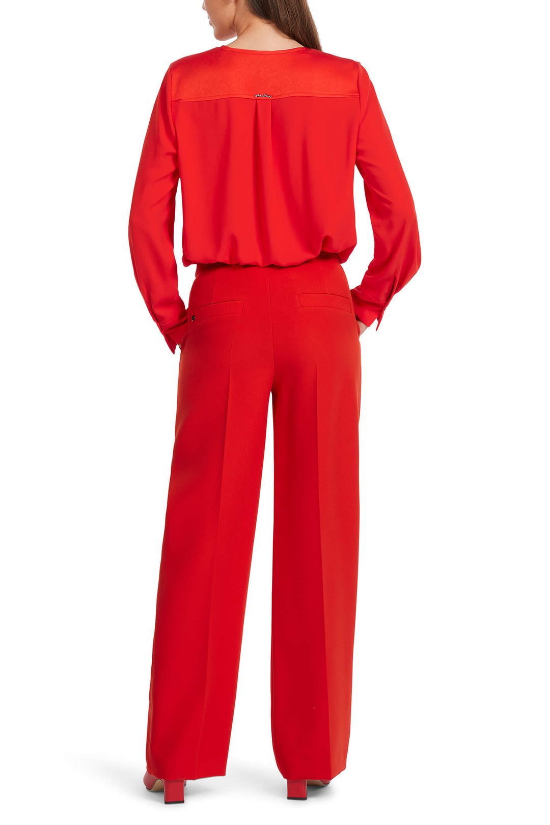 Marc Cain VC 81.52 W10 Red Wide Leg Trousers - Olivia Grace Fashion