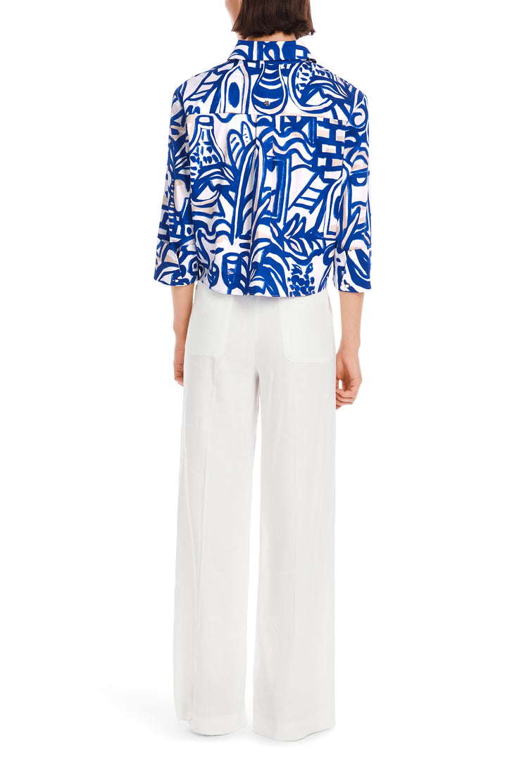 Marc Cain Blue Trip To France Print Tie Waist Shirt YC 51.38 W69 - Olivia Grace Fashion