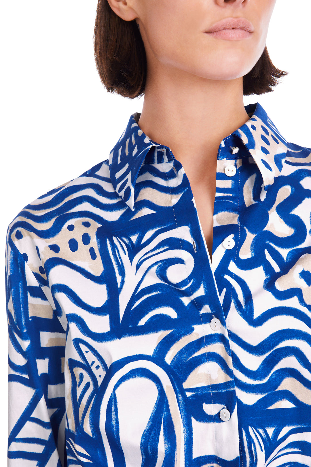 Marc Cain Blue Trip To France Print Tie Waist Shirt YC 51.38 W69 - Olivia Grace Fashion