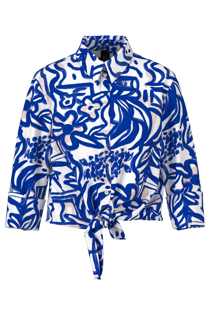 Marc Cain Blue Trip To France Print Tie Waist Shirt YC 51.38 W69 - Olivia Grace Fashion
