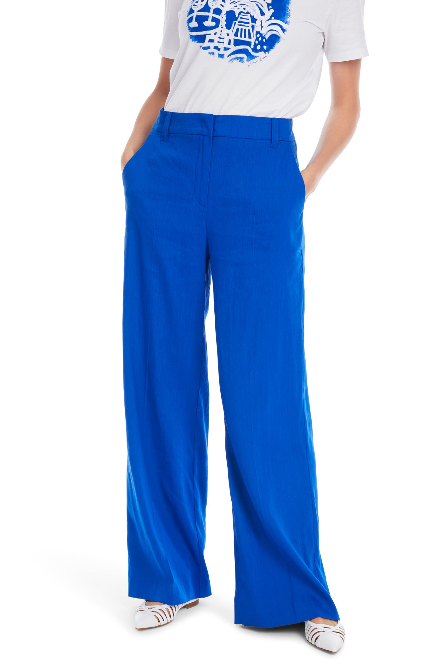 Marc Cain Collections Khaki Green Linen Trousers SC 81.59 W47 COL 590 main image 1