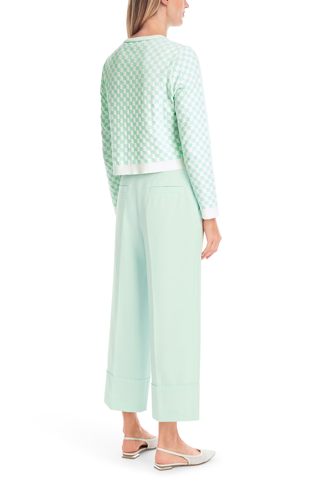 Marc Cain Cardigan YC 39.23 M34 504 Breath Green Checkered - Olivia Grace Fashion