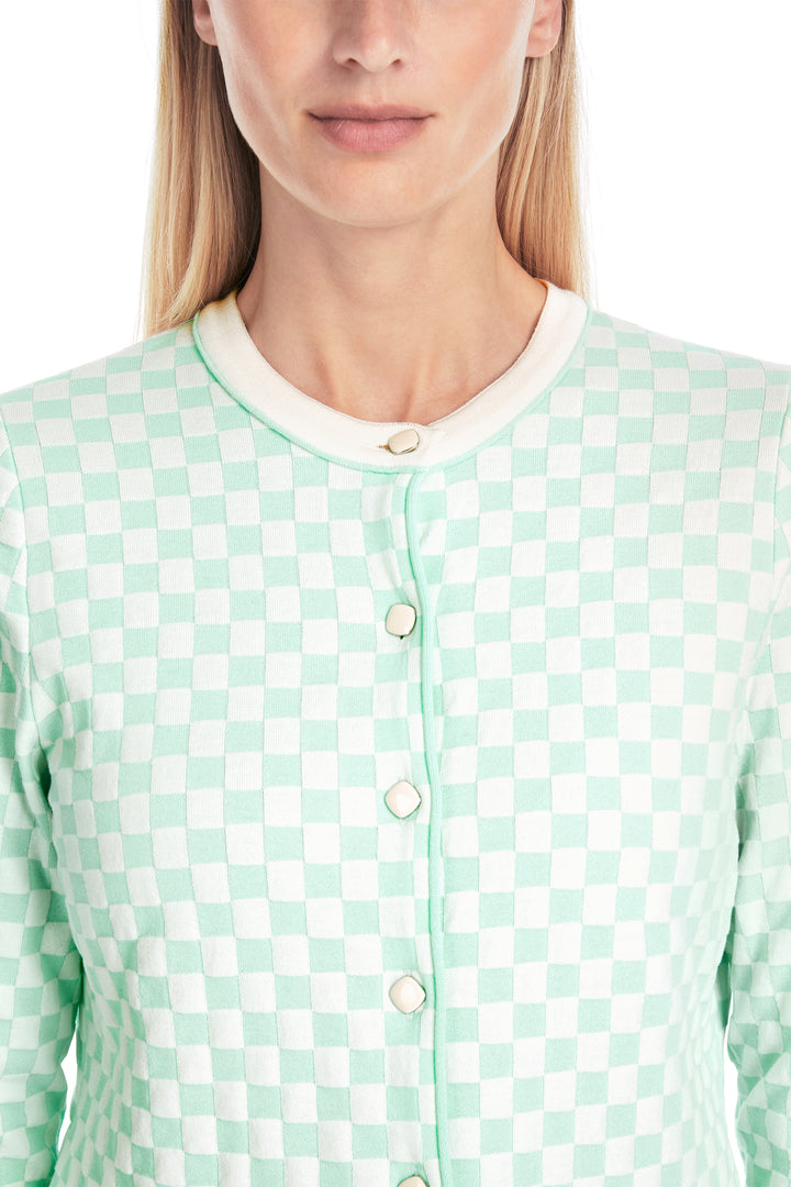 Marc Cain Cardigan YC 39.23 M34 504 Breath Green Checkered - Olivia Grace Fashion