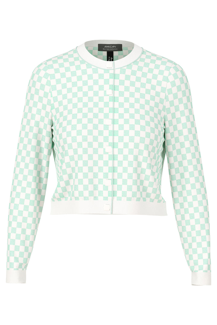 Marc Cain Cardigan YC 39.23 M34 504 Breath Green Checkered - Olivia Grace Fashion