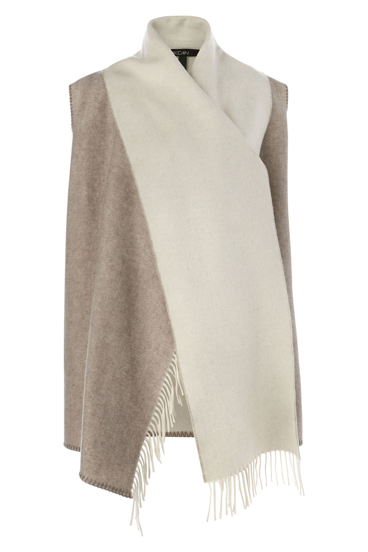 Marc Cain Collection Long Wrap Top Cardigan Rafia Melange Taupe XC 37.06 W01 620 - Olivia Grace Fashion
