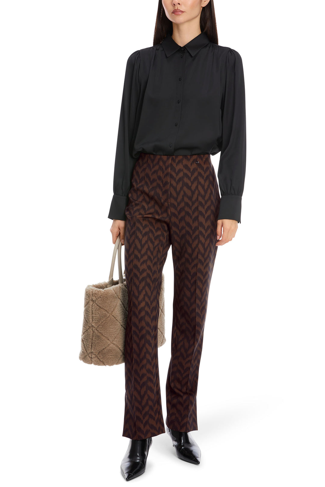 Marc Cain Collection Trousers Pull-On Brown Deep Wood XC 81.50 J43 691 - Olivia Grace Fashion