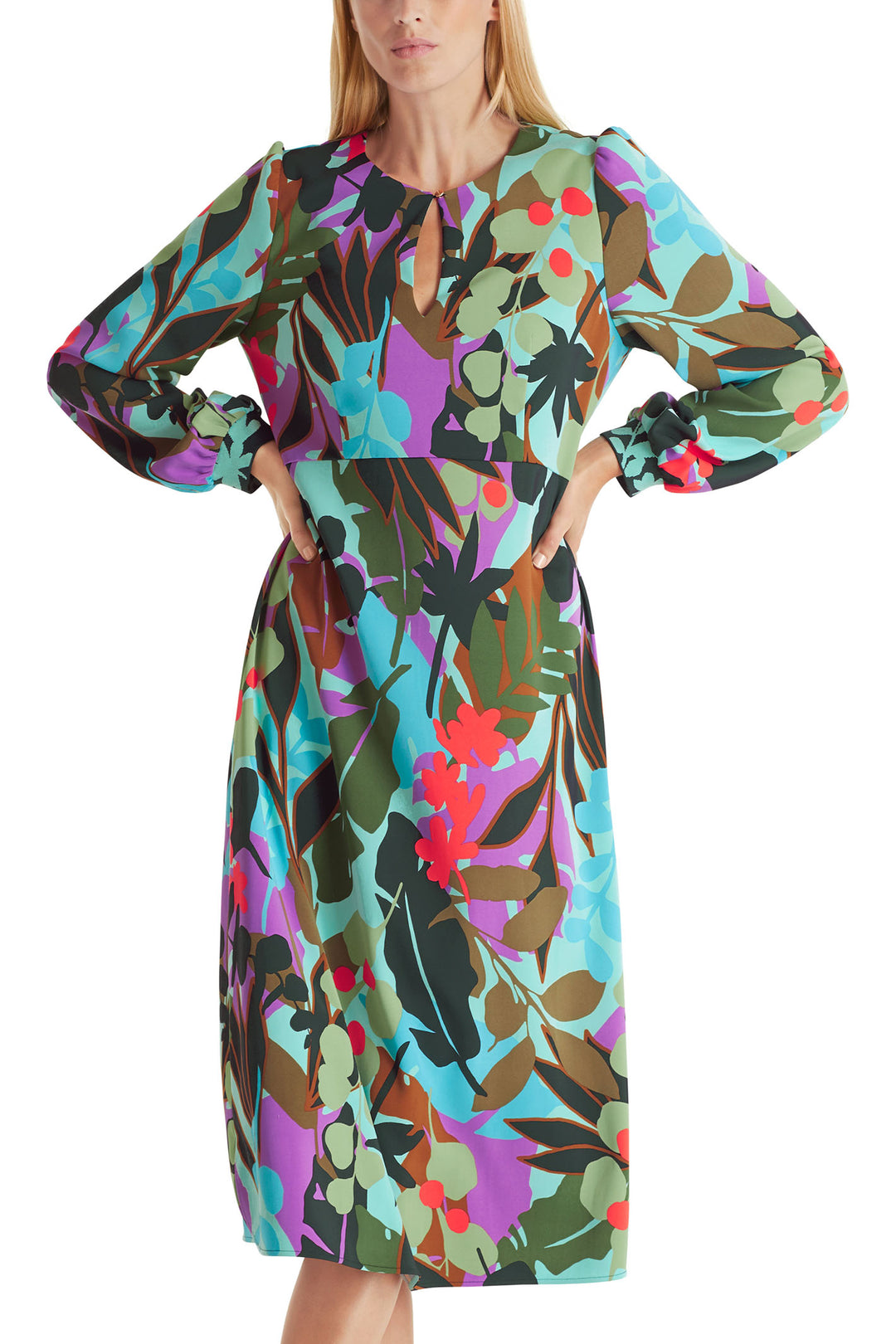 Marc Cain Collection WC 21.06 W02 562 Soft Malachite Green Print Dress - Olivia Grace Fashion