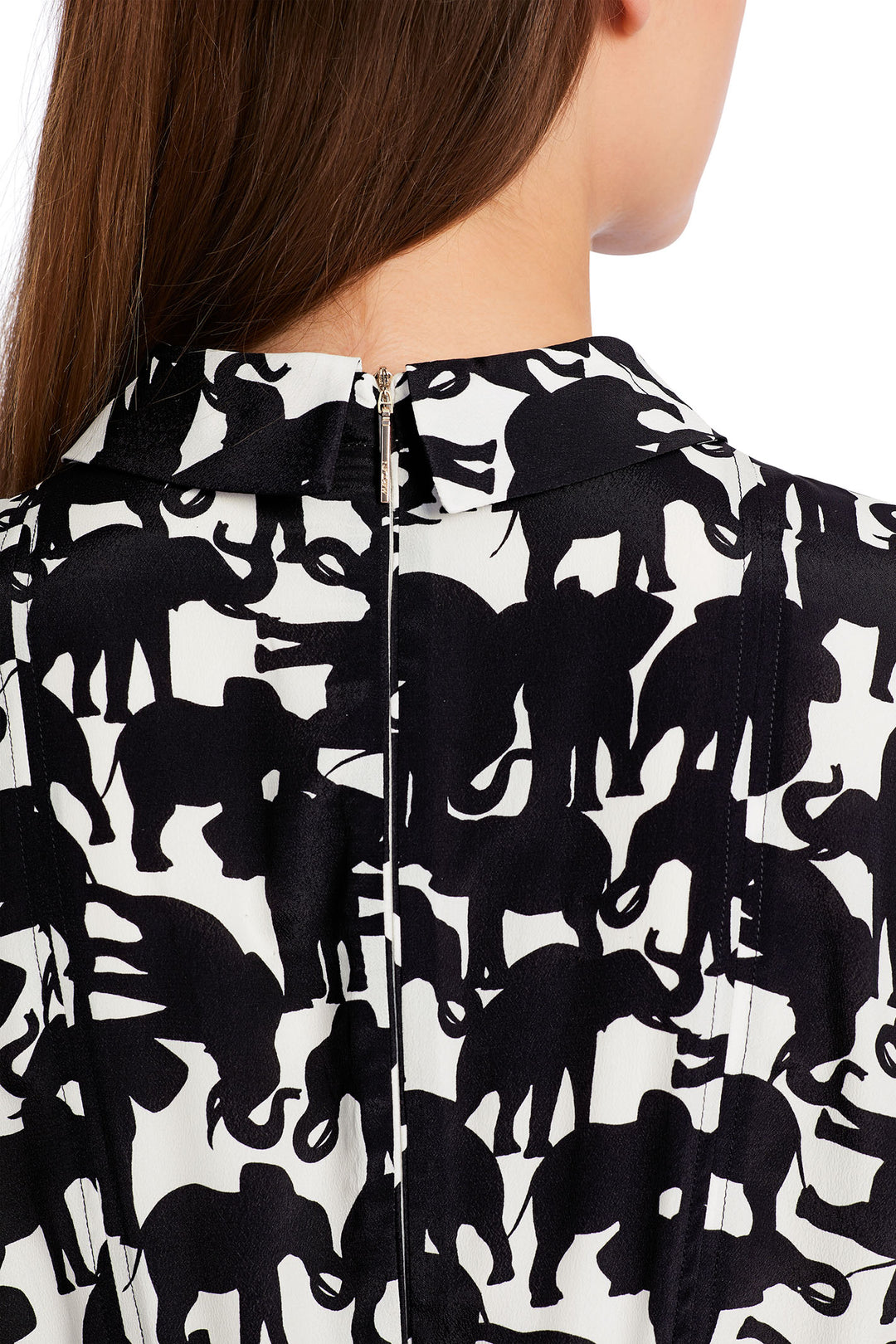 Marc Cain Collection WC 21.18 W12 910 Black White Elephant Print Dress - Olivia Grace Fashion
