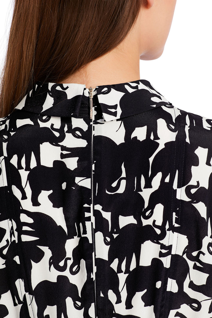 Marc Cain Collection WC 21.18 W12 910 Black White Elephant Print Dress - Olivia Grace Fashion