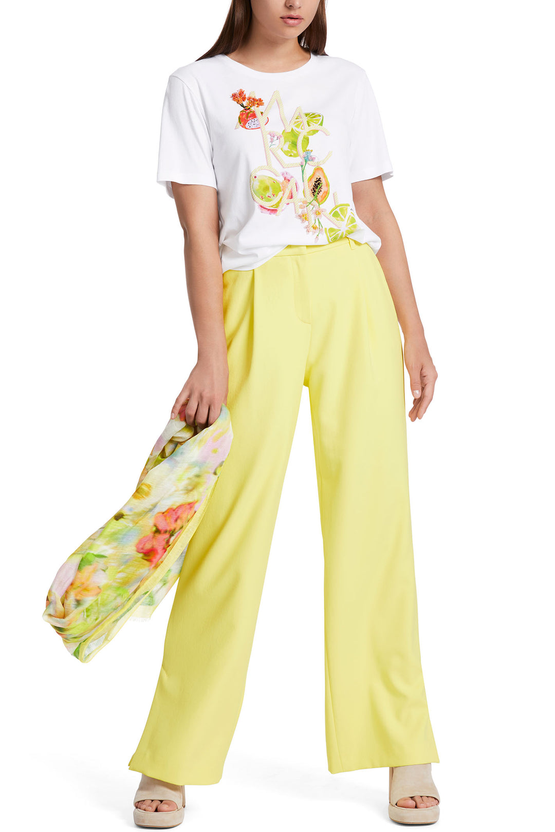 Marc Cain Collection WC 48.11 J40 White Lime Print T-Shirt - Olivia Grace Fashion