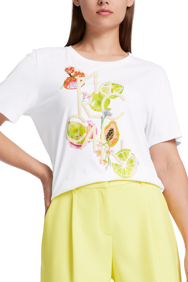 Marc Cain Collection WC 48.11 J40 White Lime Print T-Shirt - Olivia Grace Fashion