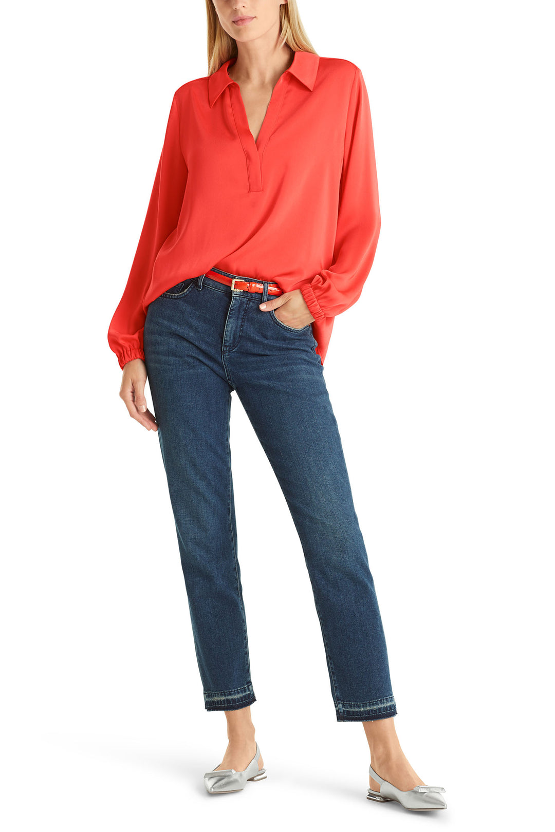 Marc Cain Collection WC 51.09 W08 223 Bright Tomato Red Blouse - Olivia Grace Fashion