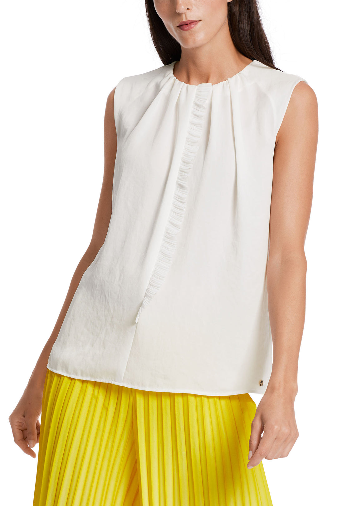 Marc Cain Collection WC 61.13 W39 110 Off White Pleat Front Top - Olivia Grace Fashion