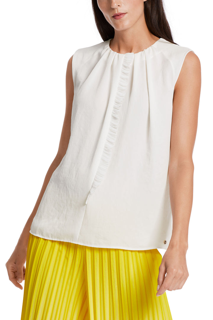 Marc Cain Collection WC 61.13 W39 110 Off White Pleat Front Top - Olivia Grace Fashion