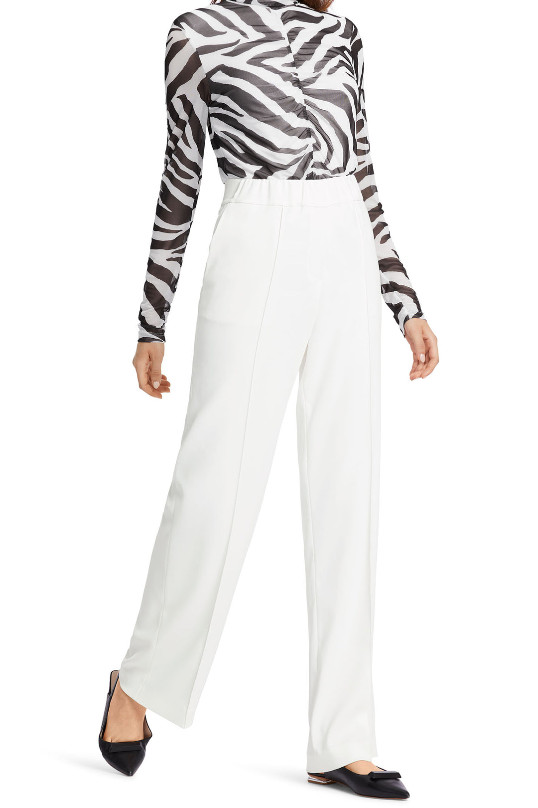 Marc Cain Collection WC 81.17 W56 110 Off White Washington Trousers - Olivia Grace Fashion