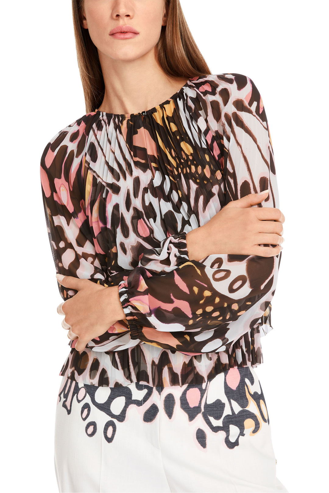 Marc Cain Collections Blouse Bright Candy Pink Print YC 51.21 W23 236 - Olivia Grace Fashion