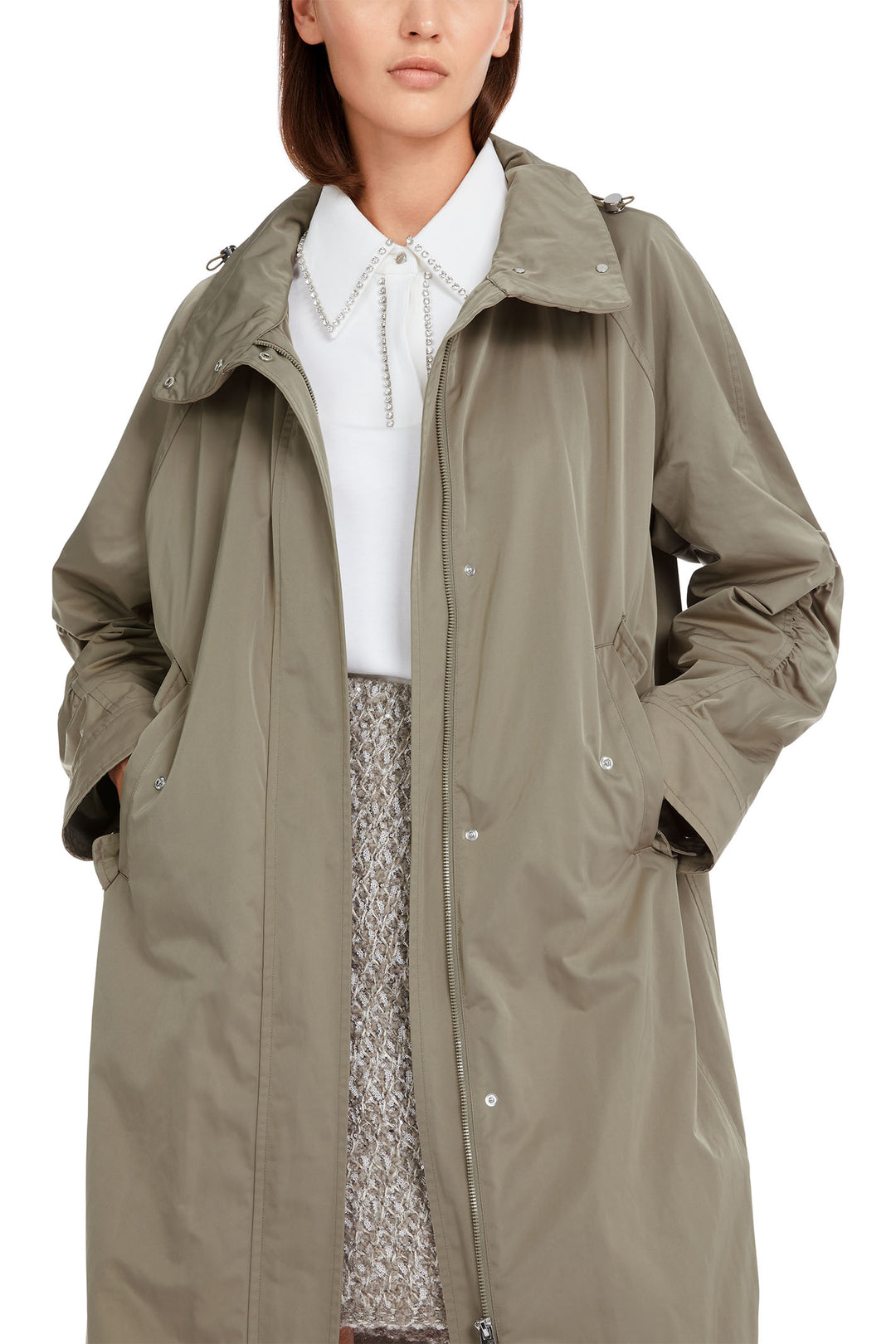 Marc Cain Collections Coat Sage Powder Green YC 11.02 W38 581 - Olivia Grace Fashion