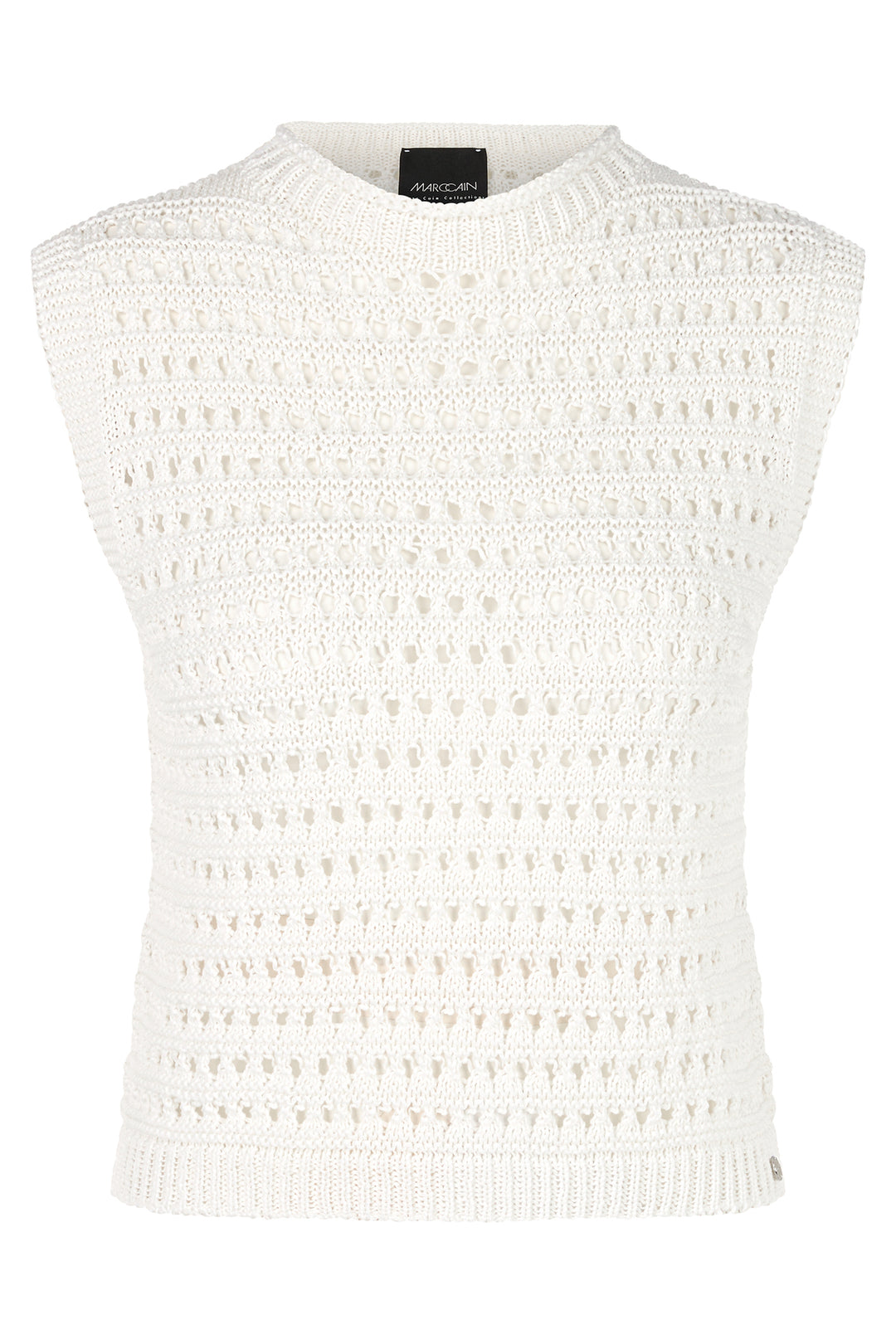 Marc Cain Collections Off White Organic Cotton Mesh Knit Top YC 61.04 M36 - Olivia Grace Fashion
