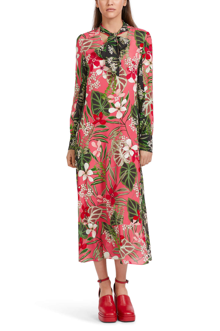 Marc Cain Collections VC 21.51 W61 222 Deep Coral Neck Tie Midaxi Dress - Olivia Grace Fashion