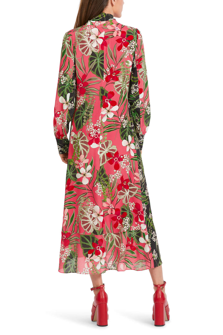 Marc Cain Collections VC 21.51 W61 222 Deep Coral Neck Tie Midaxi Dress - Olivia Grace Fashion