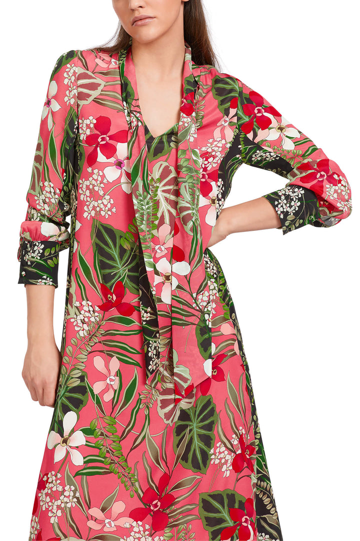 Marc Cain Collections VC 21.51 W61 222 Deep Coral Neck Tie Midaxi Dress - Olivia Grace Fashion