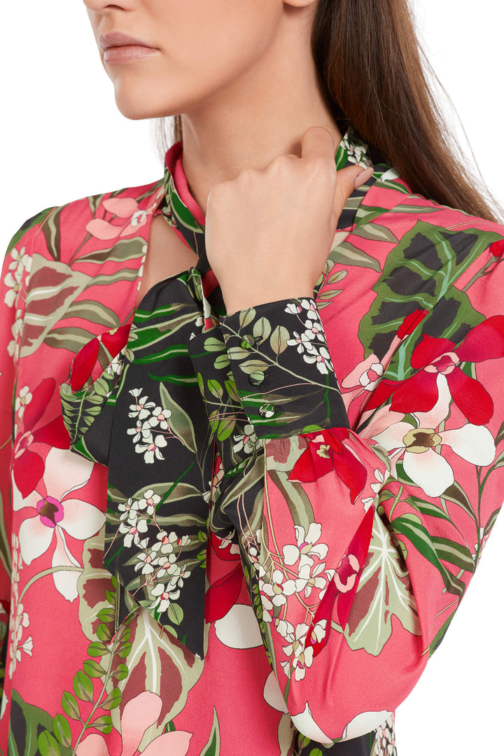 Marc Cain Collections VC 21.51 W61 222 Deep Coral Neck Tie Midaxi Dress - Olivia Grace Fashion