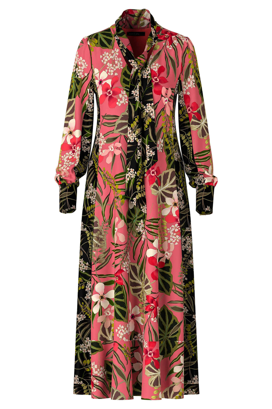 Marc Cain Collections VC 21.51 W61 222 Deep Coral Neck Tie Midaxi Dress - Olivia Grace Fashion