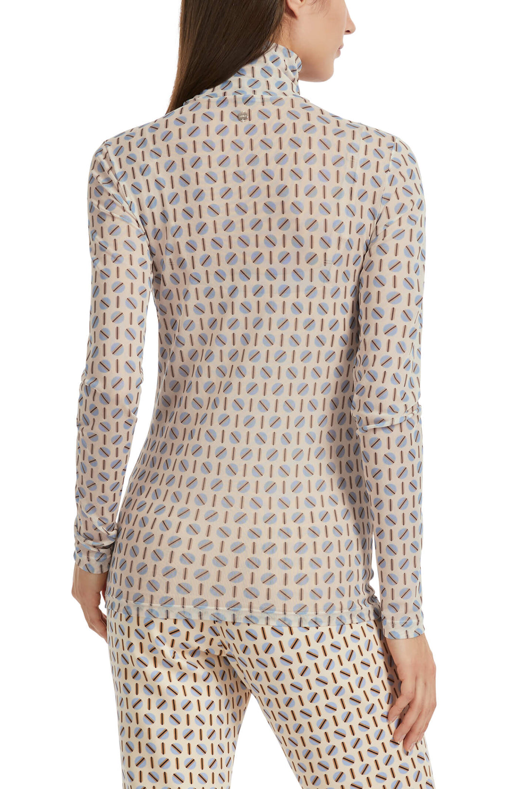 Marc Cain Collections VC 48.12 J07 132 Dark Cream Print Rollneck Top - Olivia Grace Fashion