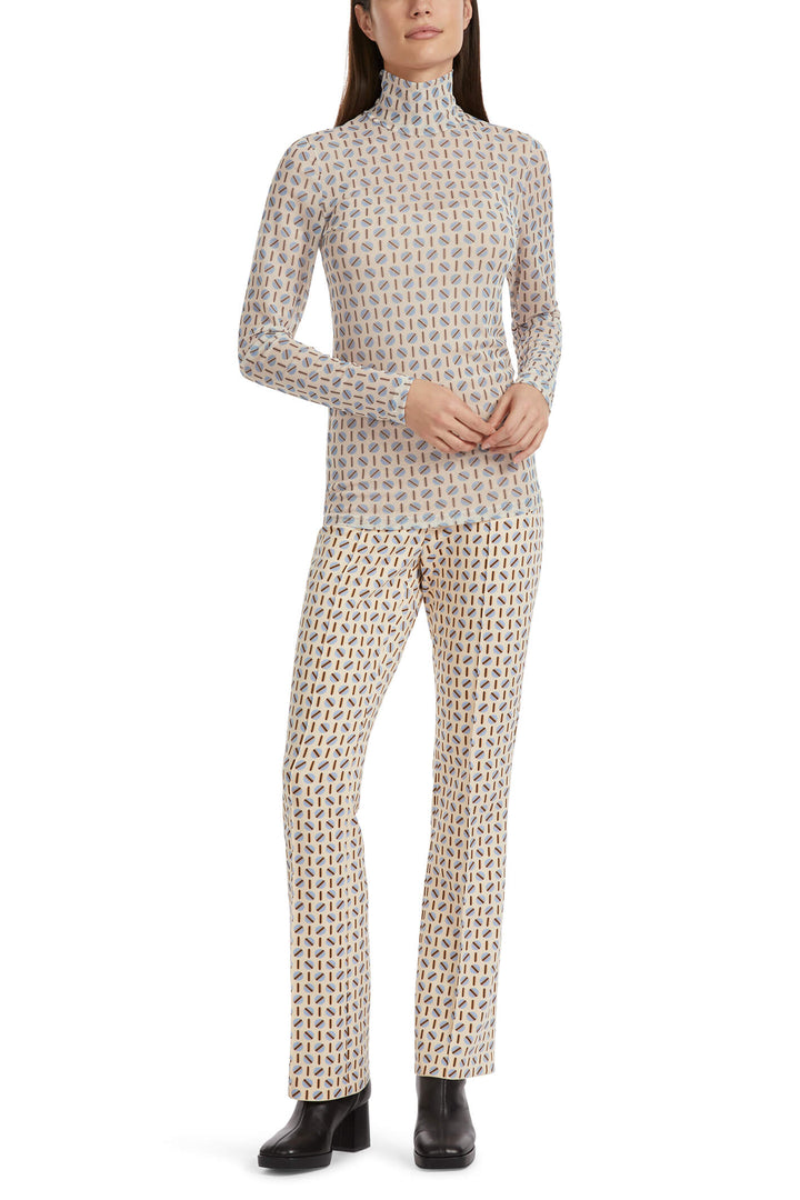 Marc Cain Collections VC 48.12 J07 132 Dark Cream Print Rollneck Top - Olivia Grace Fashion
